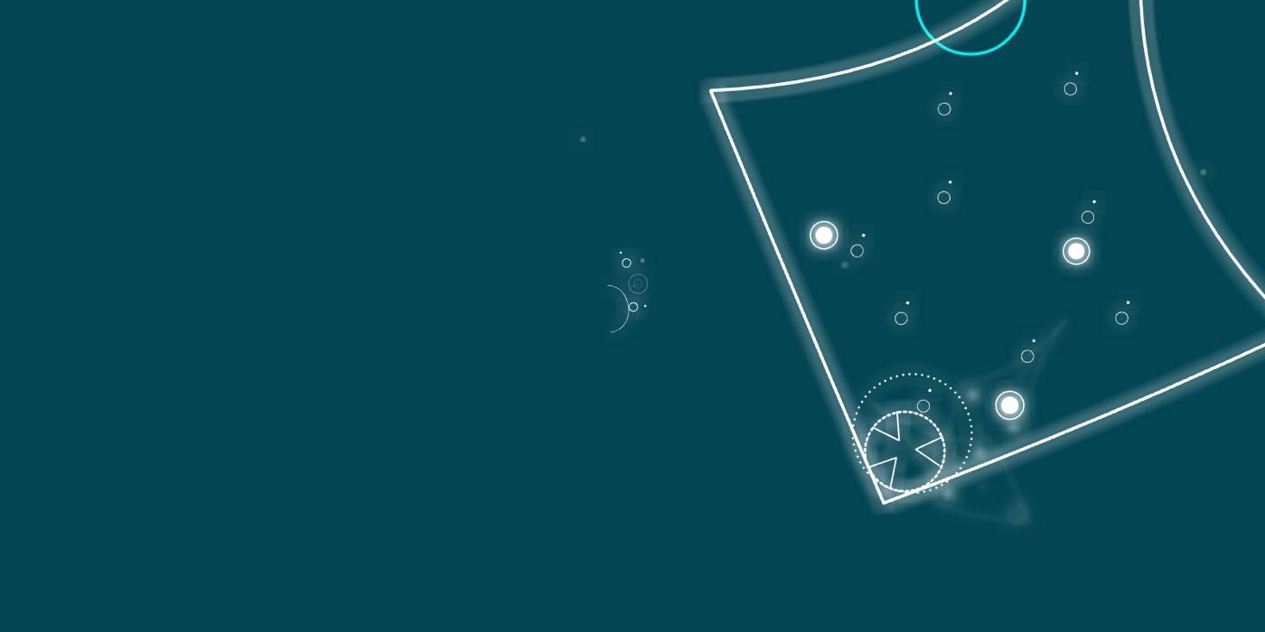 The Manta Boss level: a dark teal sea with the huge kite-shaped manta, curved sides and glowing nodes, beside the player's small creature